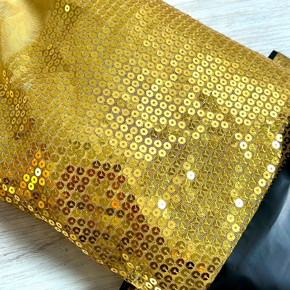 Fabric by the Yard Remnant 2 yards Gold Sequin Mesh Fabric